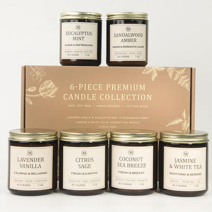 Indulge in Serenity: 6PCS Bohemian Aromatherapy Soy Candle Gift Set - Lavender, Eucalyptus, Sandalwood, Jasmine & More!