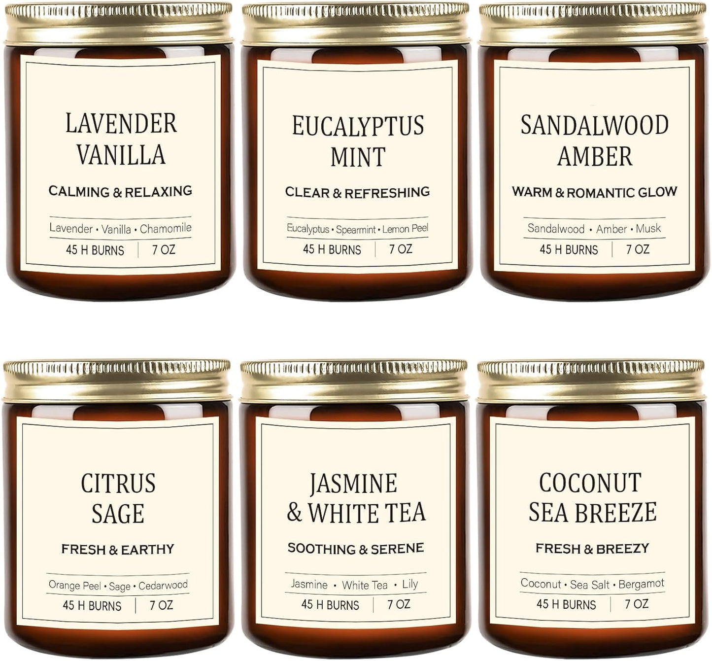 Indulge in Serenity: 6PCS Bohemian Aromatherapy Soy Candle Gift Set - Lavender, Eucalyptus, Sandalwood, Jasmine & More!