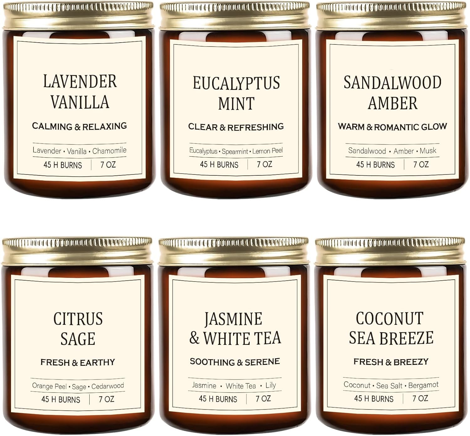 Indulge in Serenity: 6PCS Bohemian Aromatherapy Soy Candle Gift Set - Lavender, Eucalyptus, Sandalwood, Jasmine & More!