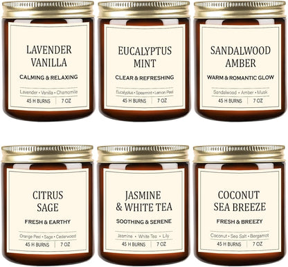 Indulge in Serenity: 6PCS Bohemian Aromatherapy Soy Candle Gift Set - Lavender, Eucalyptus, Sandalwood, Jasmine & More!